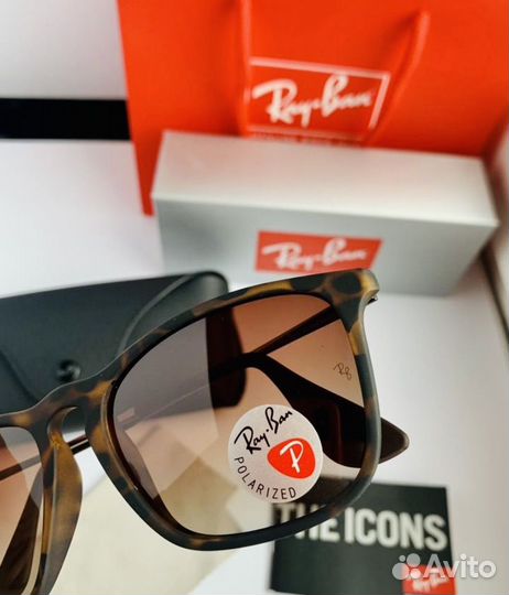 Очки ray ban Chris polaroid коричневые