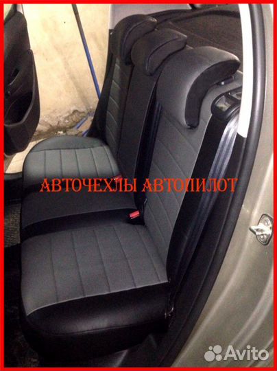Чехлы Автопилот Peugeot 308 из экокожи чёрно-серые