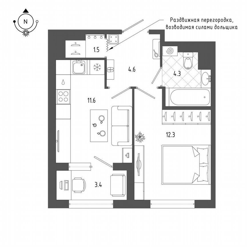1-к. квартира, 36 м², 13/18 эт.