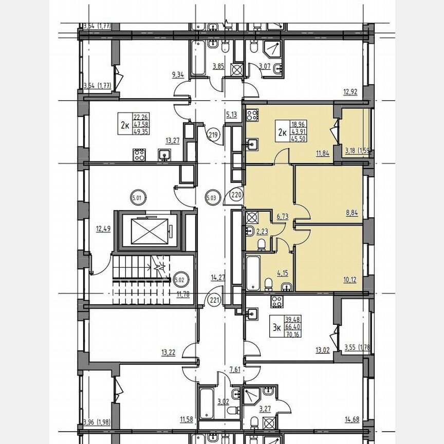 2-к. квартира, 45,5 м², 5/12 эт.