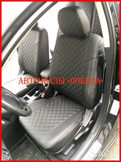 Чехлы Mitsubishi Lancer 10 1 из экокожи чёрные Ром