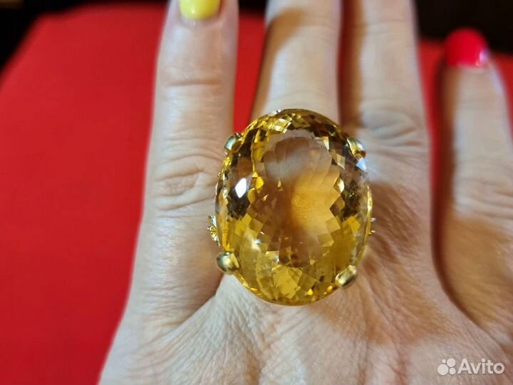 Перстень: Цитрин 43 карата.Родолит.925. 18.5