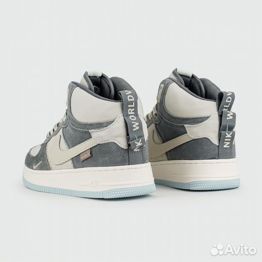 Кроссовки Nike Air Force 1 Mid Grey / White Blue F