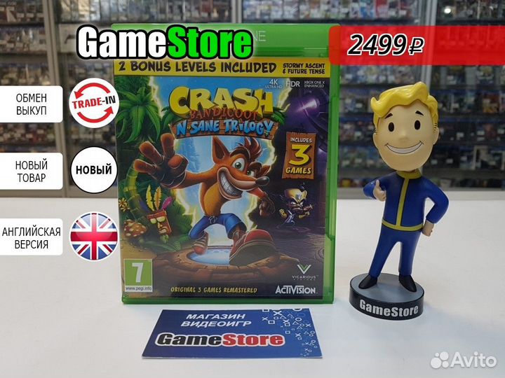 Crash Bandicoot N’sane Trilogy (Xbox, англий Новый