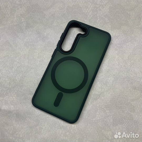 Чехол на Samsung S23 матовый зеленый MagSafe