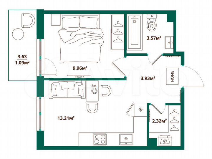 1-к. квартира, 34,1 м², 5/12 эт.