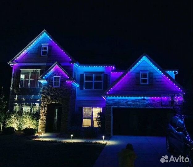 Фасадное освещение неоном/Освещение домов