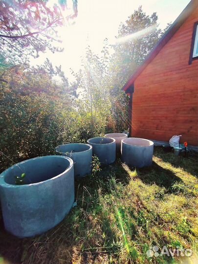 Копка колодца, септик из бетонных колец