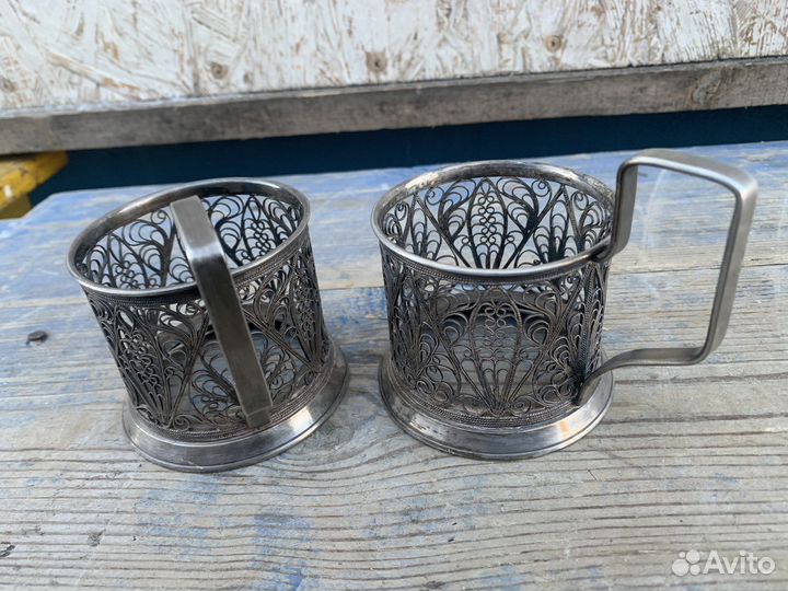 Подстаканник скань мельхиор СССР 2 штуки
