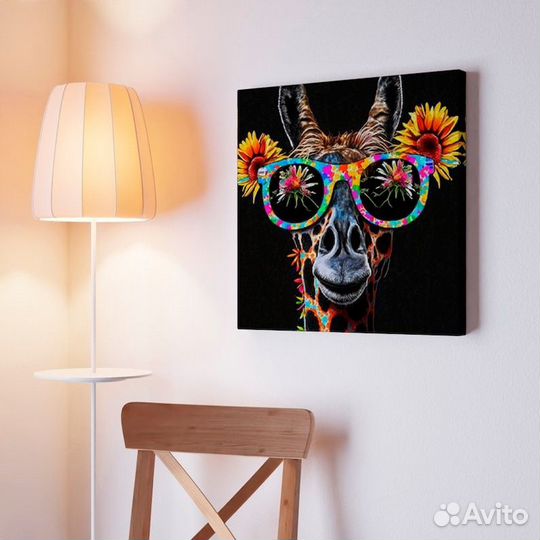 Картина маслом яркий жираф