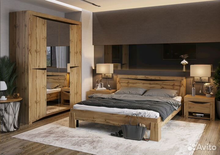 Спальня Паола Кровать 1.4 с ортопедом кр 702 (Дуб