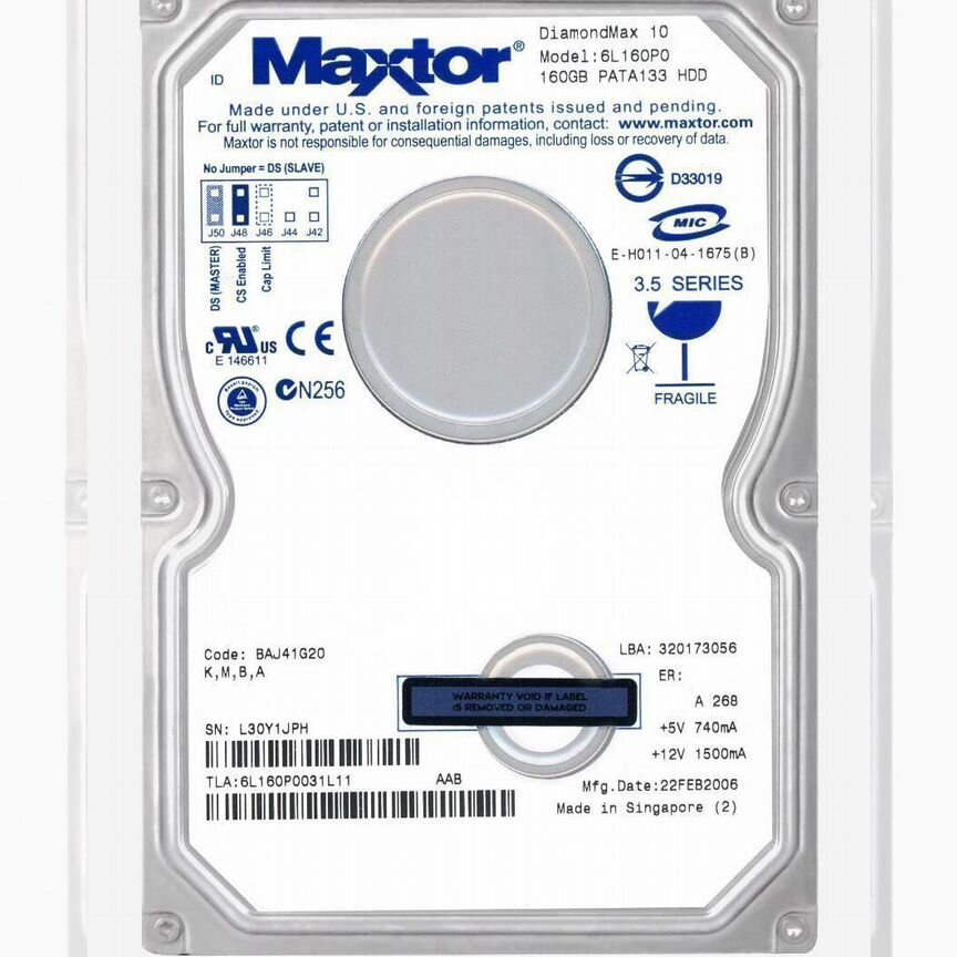 [6L160P0] Жесткий Диск Maxtor 160gb Ide 3.5" Hdd 6l160p0