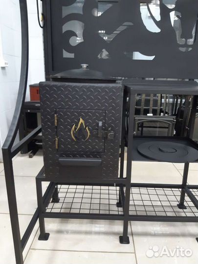 Мангальная зона печью для казана