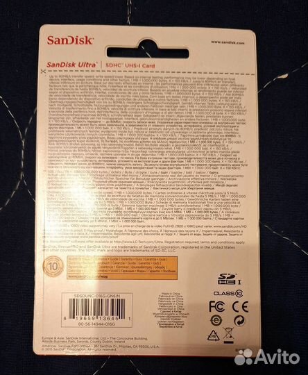 Карта памяти Sandisk Ultra hdhc 16 gb