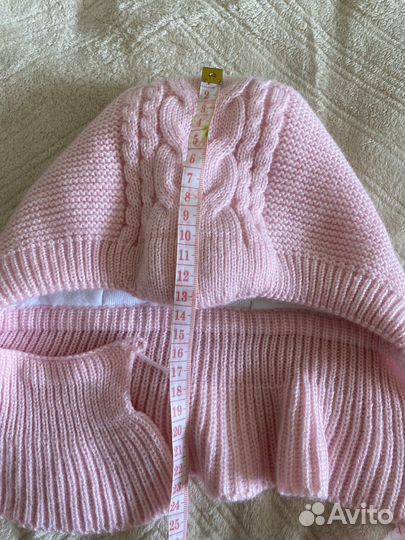 Шапка шлем детская зимняя розовая р.44-46