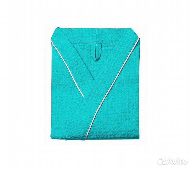 Халат вафельный Home One с кантом изумруд 50