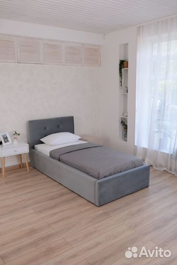 Кровать с матрасом 90х200 Роза велюр