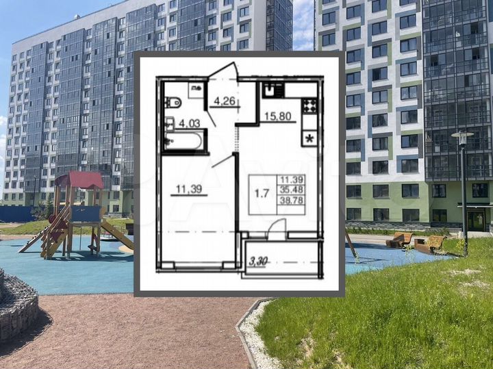 1-к. квартира, 38,8 м², 4/15 эт.