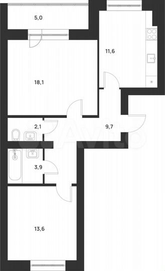 2-к. квартира, 64 м², 4/5 эт.