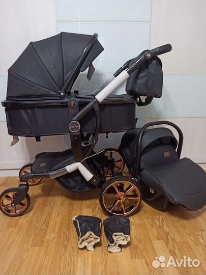 Коляска 3в1 премиум класс эко кожа Luxmom 608