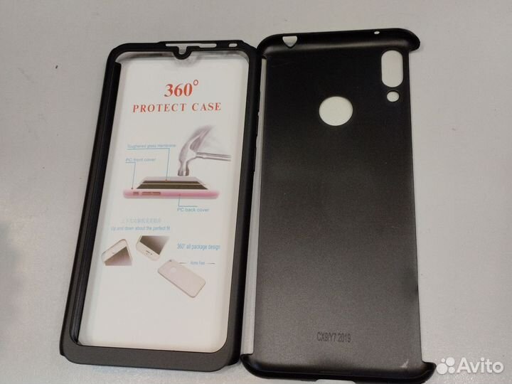 Чехол-бампер для Huawei Y7 2019 c защитным стеклом