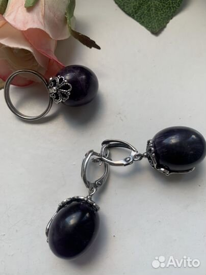Очень красивый комплект с аметистом 18,5 р