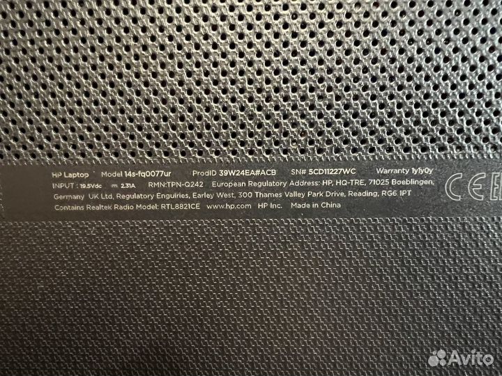 Ноутбук HP 14s-fq0077ur / 8гб / Как новый