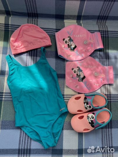 Купальник шапочка нарукавники сланцы для плавания