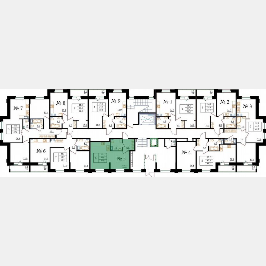Квартира-студия, 36,9 м², 1/8 эт.