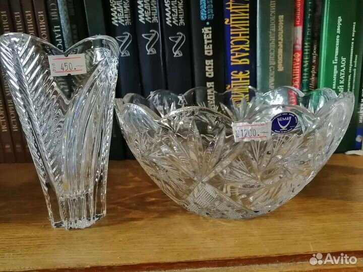 Хрустальнаые конфетница, ваза, салатник
