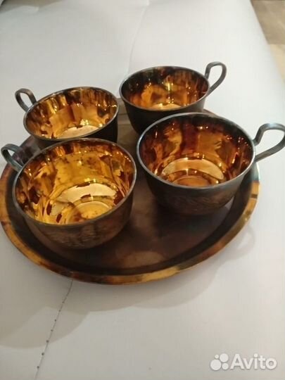 Кофейный набор СССР серебро, золото, мельхиор