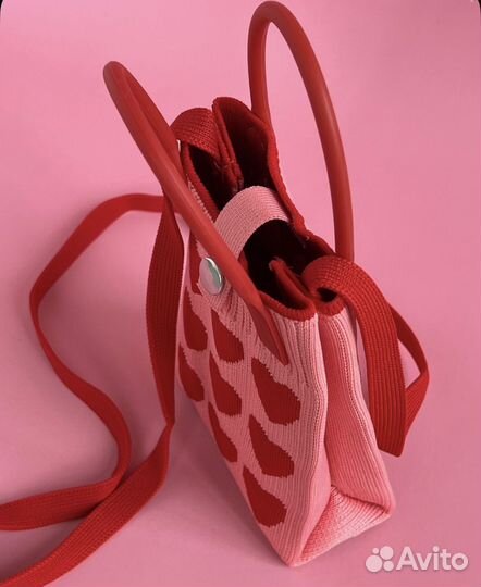 Вязаная сумка с сердечками