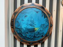 Картина круглая иллюминатор, Подводный стимпанк