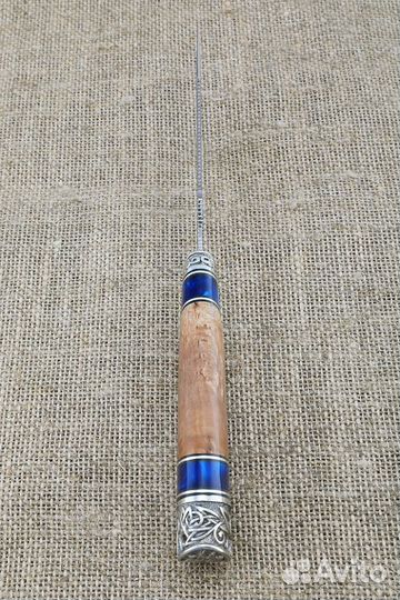 Нож Рыбак 2 сталь S390, рукоять акрил синий и каре