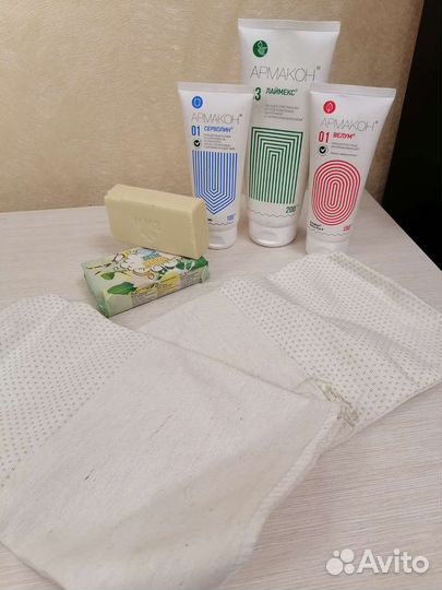 Руковицы, мыло, очищающая паста