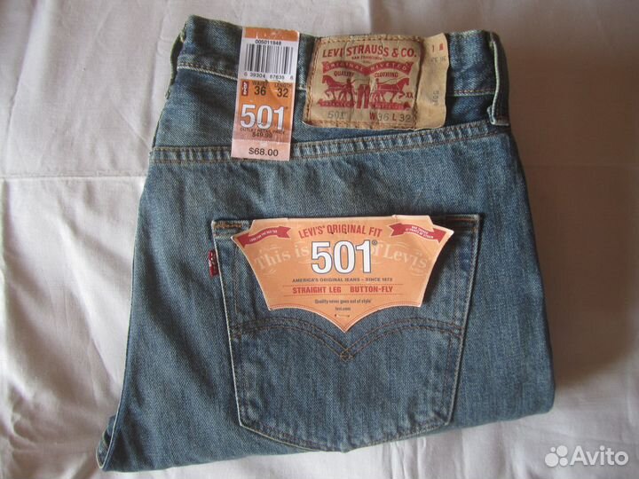 Джинсы Levis 501 W36 L32 из США пошив 2014 года