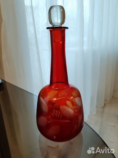 Графинчик рубиновый винтажный
