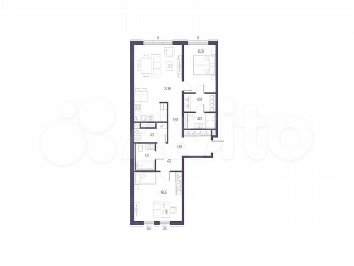 2-к. квартира, 91,4 м², 7/9 эт.