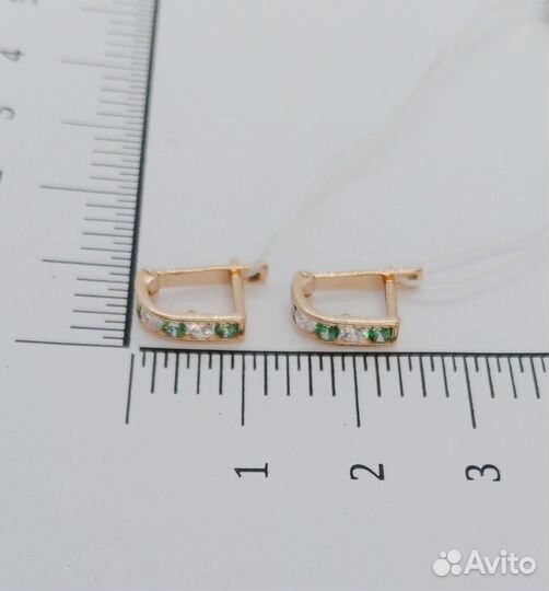 Золотые серьги с фианитом