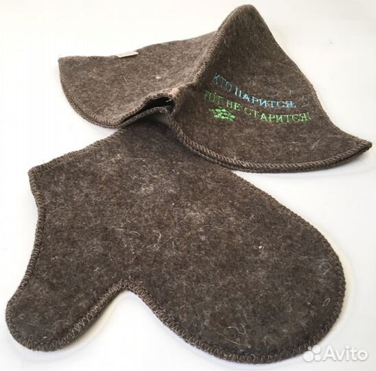 Набор для бани шапка варежка шерсть