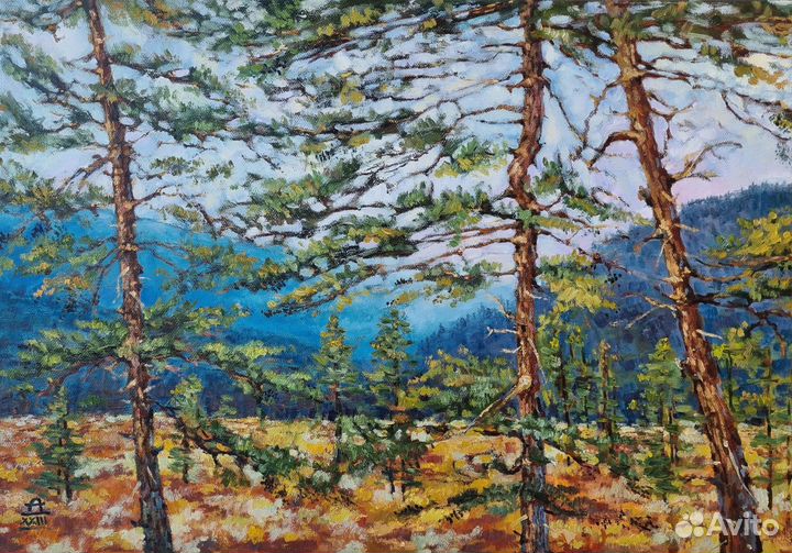 Картина маслом лесной пейзаж осень
