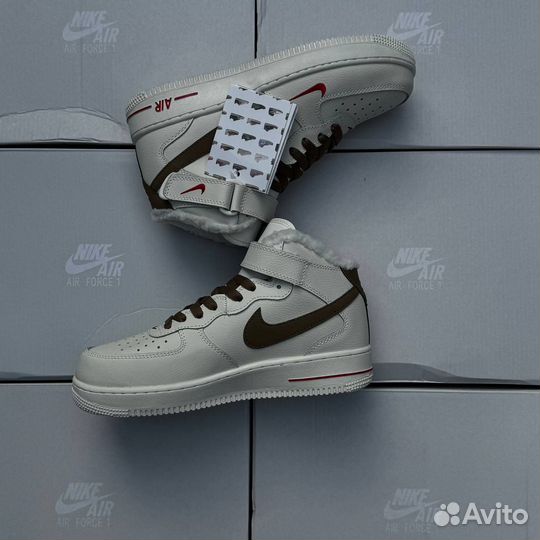 Кроссовки Nike air force1 с мехом высокие 41-45