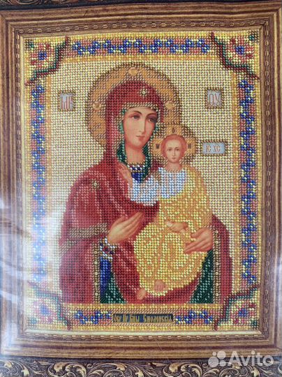 Вышивка бисером иконы Смоленская Богородица