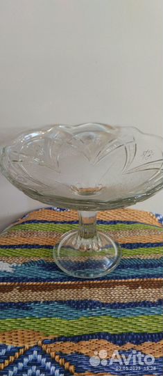 Ваза для фруктов на ножке СССР. Стекло