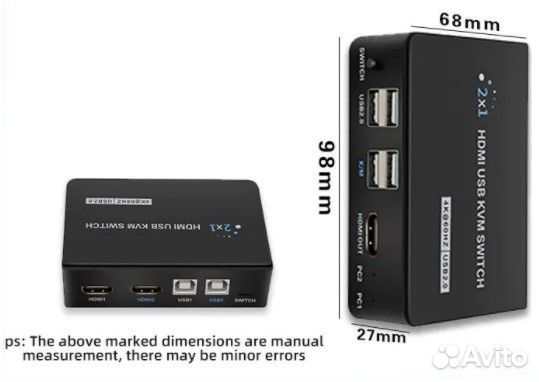 Hdmi USB 2-портовый KVM-переключатель 4K60Hz