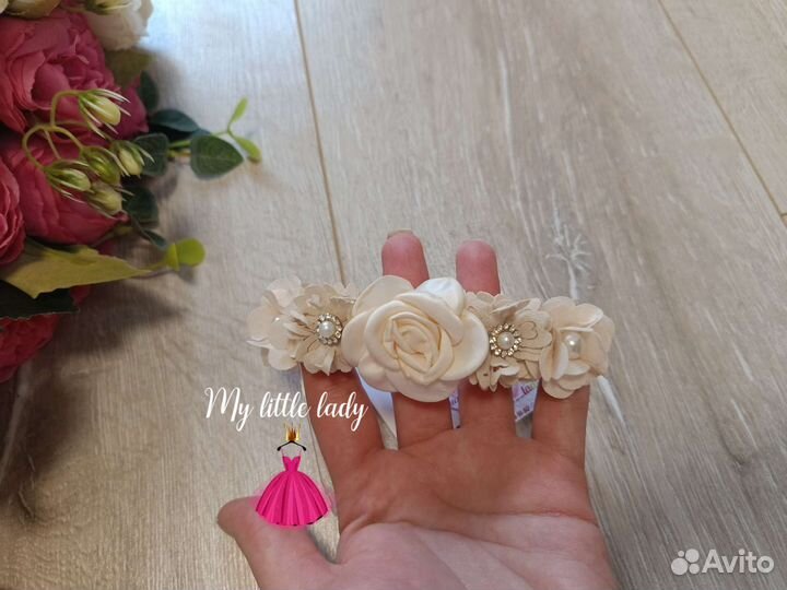 Повязка на голову цветы для малышки новая