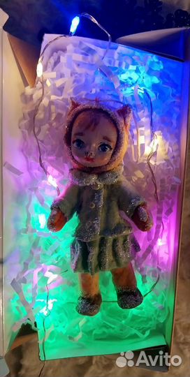 Ёлочная игрушка из ваты Лисичка