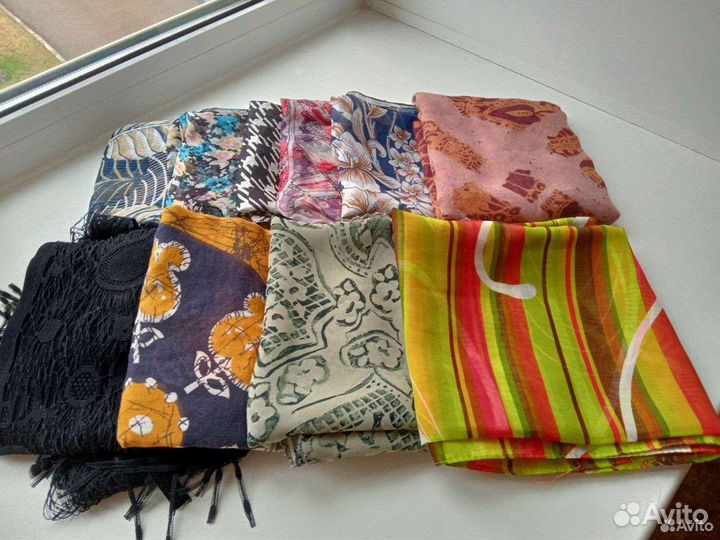 Набор платков, шарфов разных расцветок 10 шт
