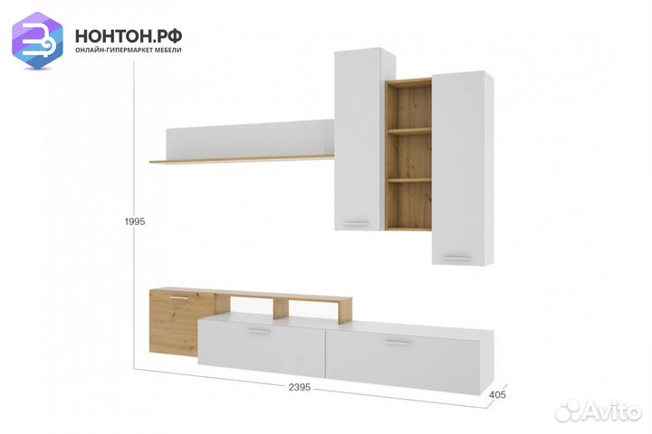 Стенка Грация дуб дикий / белый