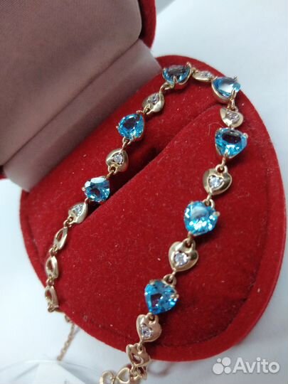 Золотой браслет 585 пробы с топазами (новый)